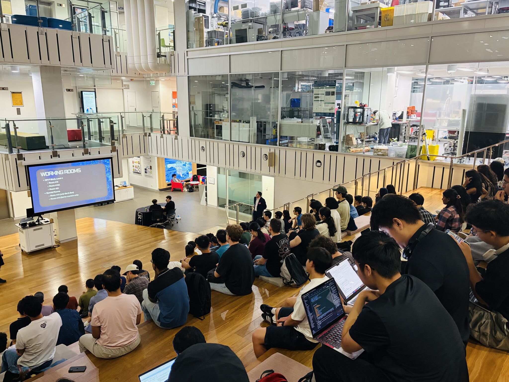 AIML Hackathon participants working together